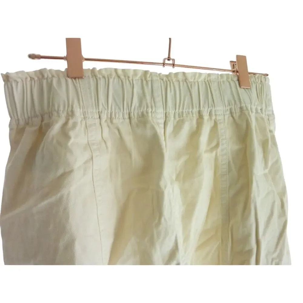Madewell Womens Pull On Paperbag Shorts 27 Cotton Viscose Antique Cream
